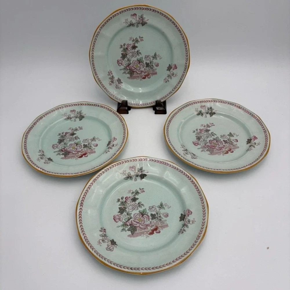 Calyx Ware Salad Plates , METZ, Blue Ironstone, Adams England, 7.75